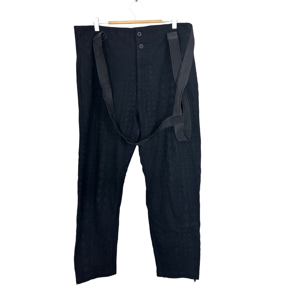 Lost & Found Ria Dunn Black Textured Suspender Trousers Made in Italy Size L